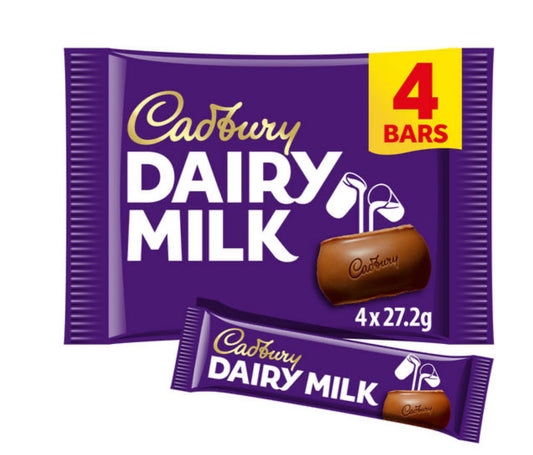 Cadbury Dairy Milk Chocolate Bar 4 Pack 108.8g