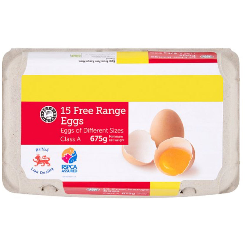 Euro Shopper 15 Free Range Eggs 675g