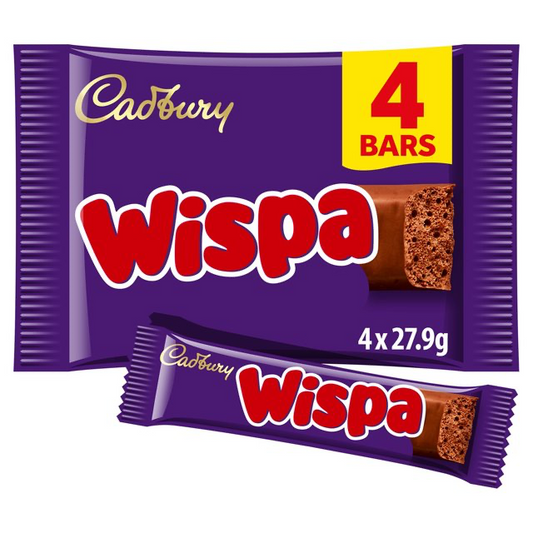 Cadbury Wispa Chocolate Bar 4 Pack Multipack