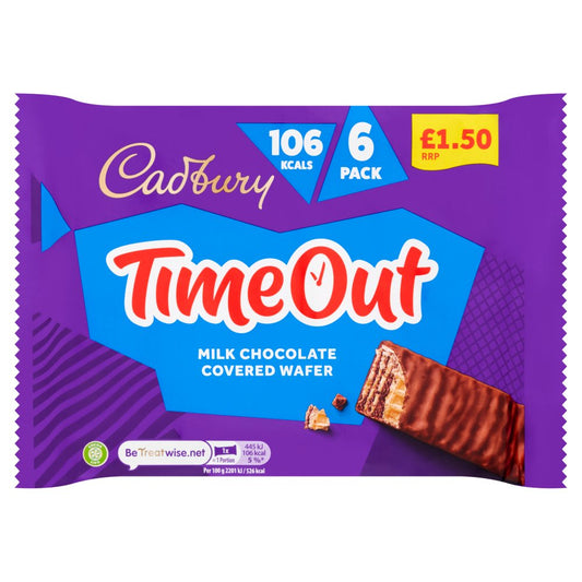 Cadbury Timeout Milk Chocolate Wafer Biscuits 6 Pack