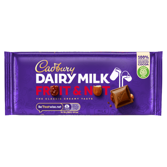 Cadbury Dairy Milk Fruit and Nut Chocolate Bar 110g