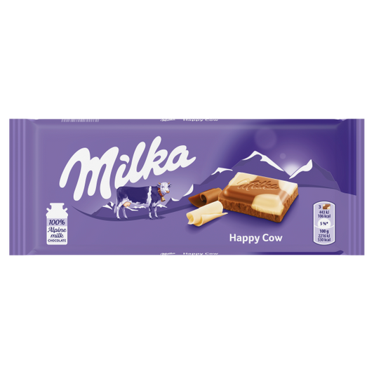 Milka Happy Cows Milk and White Chocolate Bar 100g