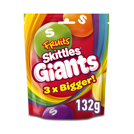 Skittles Giants Vegan Chewy Sweets Fruit Flavoured Pouch Bag