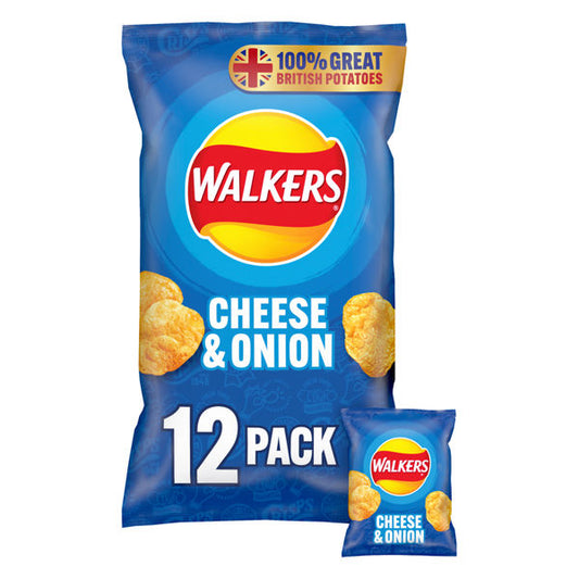 Walkers Cheese & Onion Multipack Crisps 12x25g