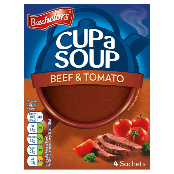 Batchelors Cup a Soup Beef & Tomato 4 Sachets 88g