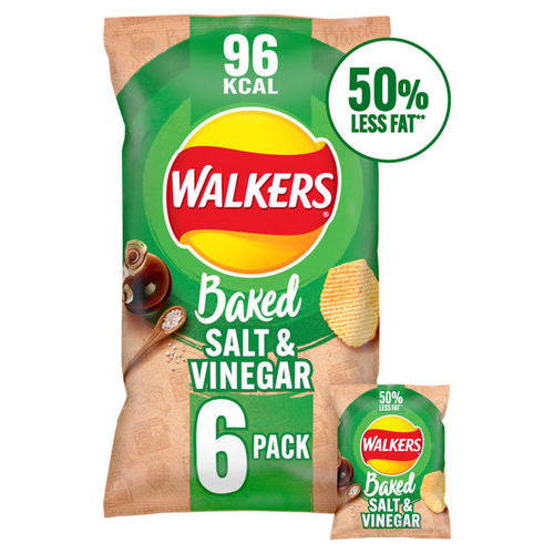 Walkers Baked Salt & Vinegar Snacks Crisps 6 x 22g