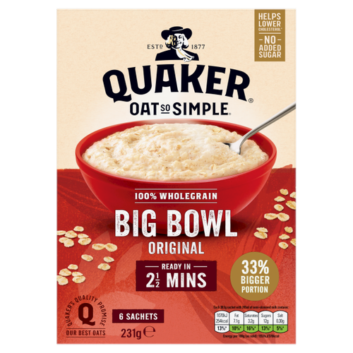 Quaker Oat So Simple Big Bowl Original Porridge Sachets